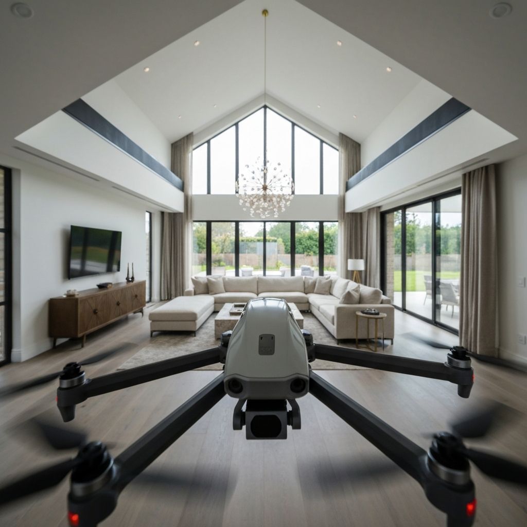 Drone FPV capturando interior